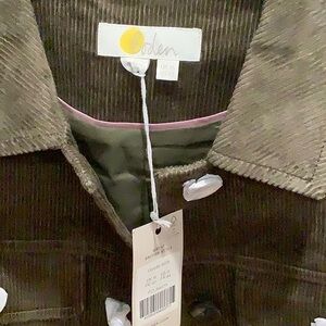 BODEN Corduroy Jacket Cropped green Semi Fitted Sz 12 NEW